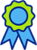 green and blue recognition solutions ribbon icon