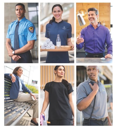 collage of professionals wearing uniforms and apparel