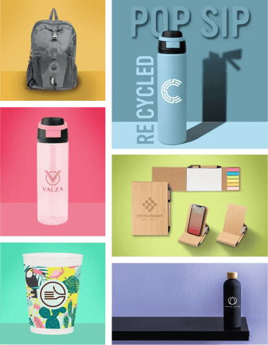 A collage of 6 items for a vender promo
