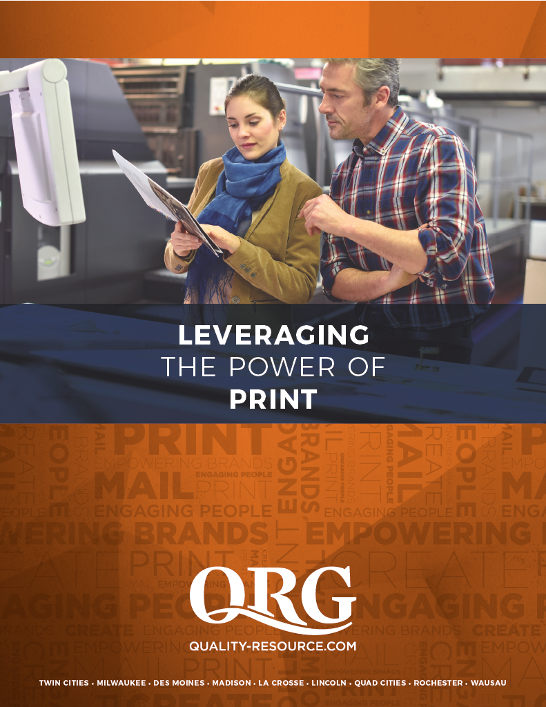 man and woman in a print shop looking at printed piece - Leveraging the Power of Print cover image